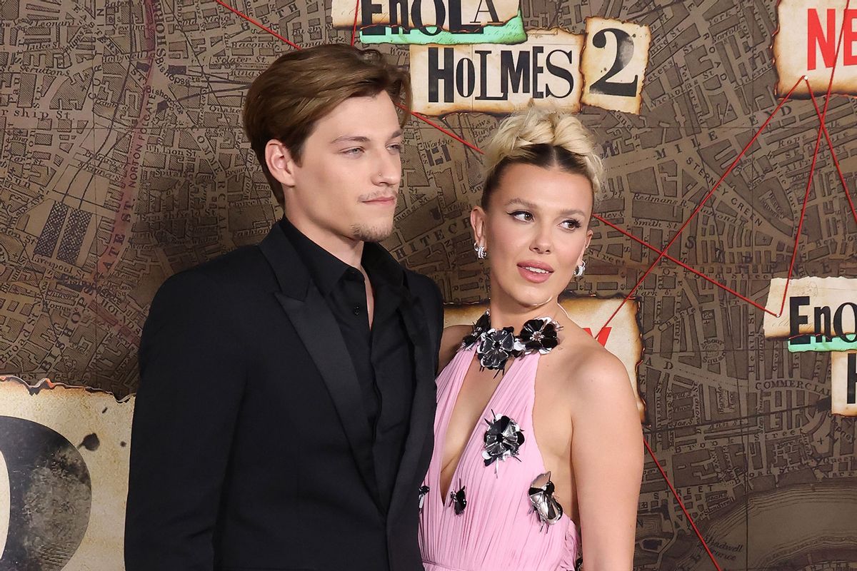 Jake Bongiovi and Millie Bobby Brown attend the world premiere of Netflix's "Enola Holmes 2" at The Paris Theatre on October 27, 2022 in New York City. (Taylor Hill/FilmMagic/Getty Images)