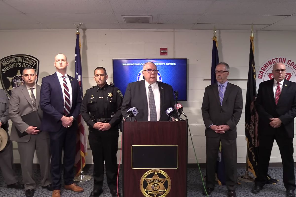 Washington County Sheriff Jeffrey Murphy speaks at a press conference in Fort Edward, New York, on April 17, 2023. (Washington County Sheriff's Office/YouTube)