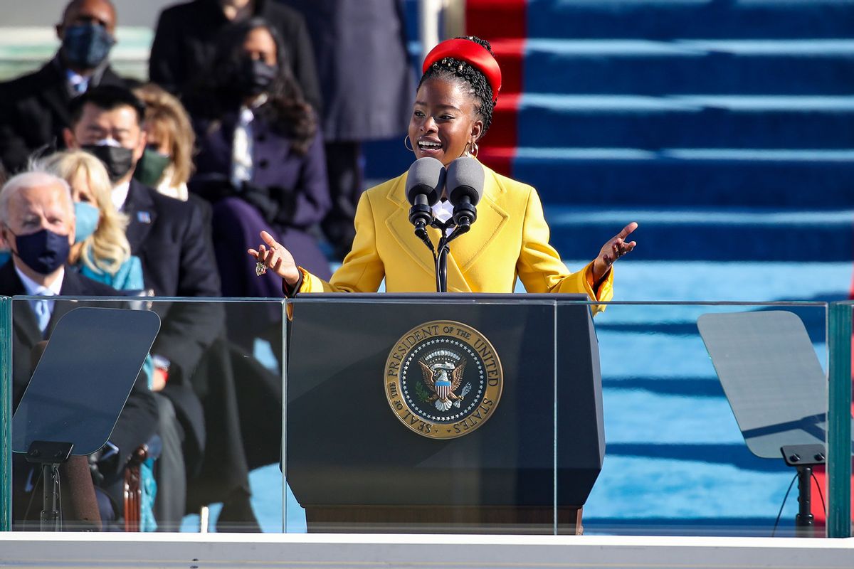 Youth Poet Laureate Amanda Gorman speaks at the inauguration of U.S. President Joe Biden on the West Front of the U.S. Capitol on January 20, 2021 in Washington, DC. (Rob Carr/Getty Images)