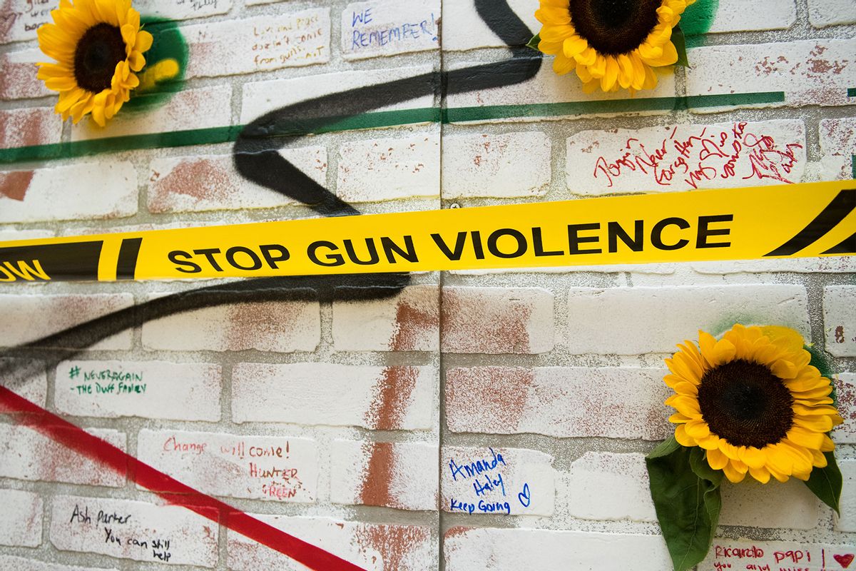 A view of an art installation against gun violence at March For Our Lives 'Road To Change' & Life Camp Unity Celebration on August 11, 2018 in New York City. (Noam Galai/Getty Images)