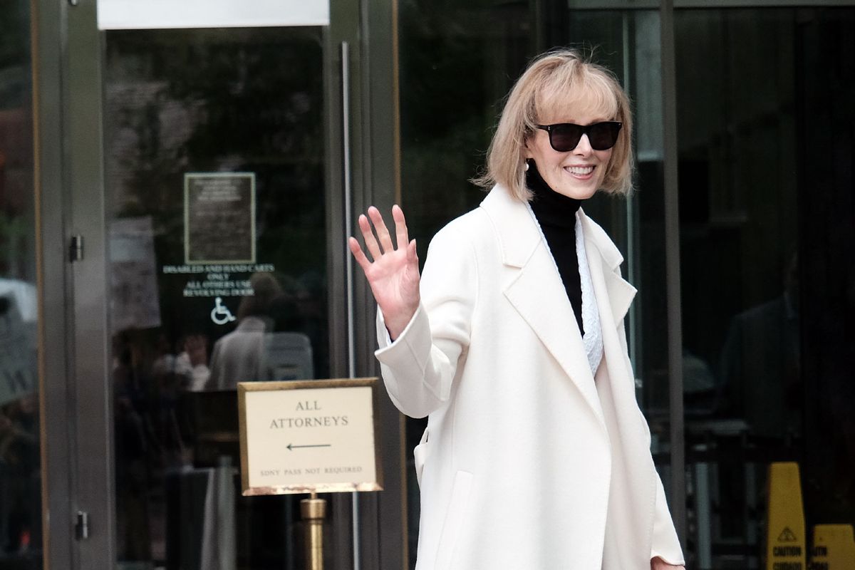 Magazine Columnist E. Jean Carroll arrives for her civil trial against former President Donald Trump at Manhattan Federal Court on May 02, 2023 in New York City. (Spencer Platt/Getty Images)