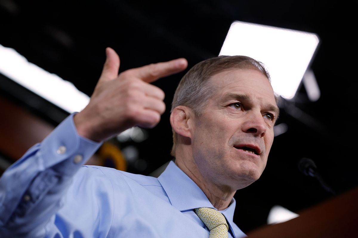 House Republican leaders, House Judiciary Committee Chairman Jim Jordan speaks during a news conference at the U.S. Capitol on April 27, 2023 in Washington, DC.  (Chip Somodevilla/Getty Images)