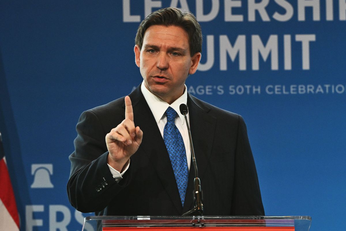 Florida Governor Ron DeSantis speaks during The Heritage Foundation 50th Anniversary Celebration at the Gaylord National Harbor Resort on April 21, 2023 in National Harbor, Md. (Ricky Carioti/The Washington Post via Getty Images)