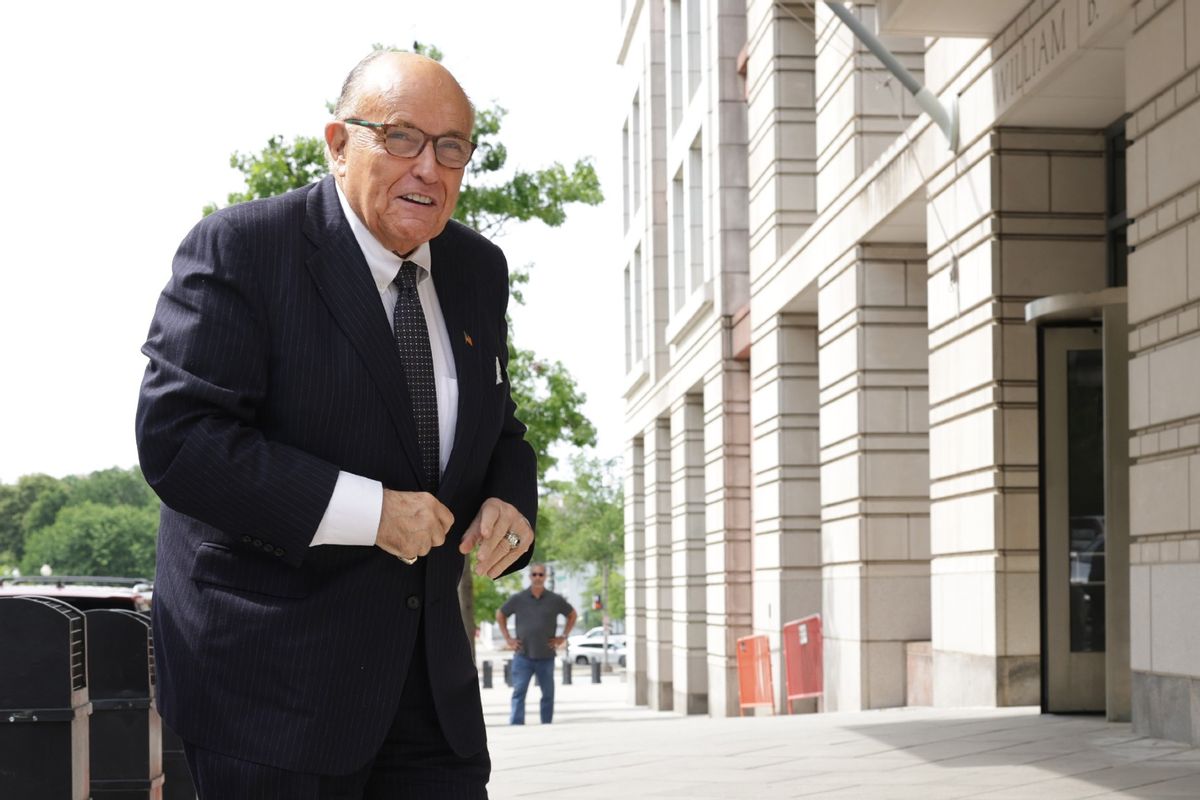 Former New York City Mayor and former personal lawyer for President Donald Trump, Rudy Giuliani, arrives at the U.S. District Court on May 19, 2023 in Washington, DC. ( Alex Wong/Getty Images)