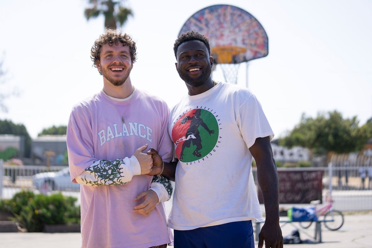 Jack Harlow and Sinqua Walls in "White Men Can't Jump" (20th Century Studios)