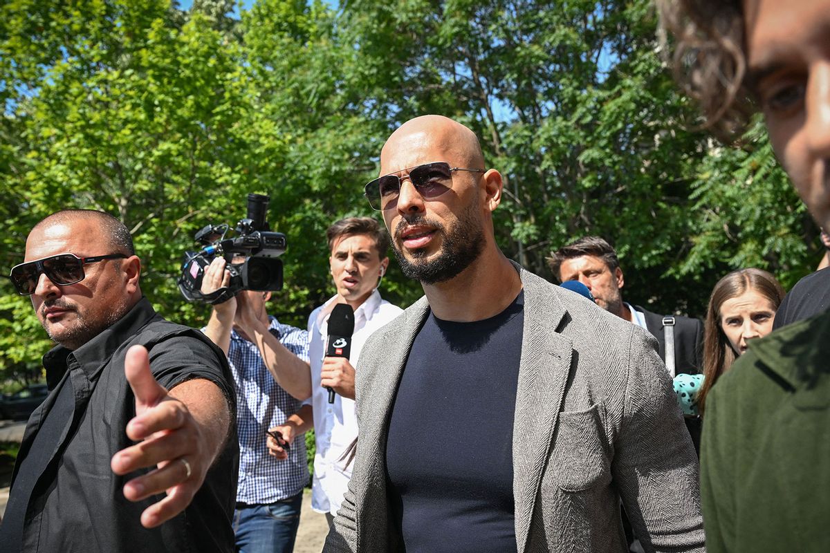 Controversial influencer Andrew Tate (C) arrives at the Municipal Court of Bucharest, Romania, on June 21, 2023. (DANIEL MIHAILESCU/AFP via Getty Images)