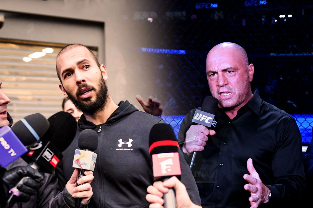 Andrew Tate and Joe Rogan (Photo illustration by Salon/Getty Images)