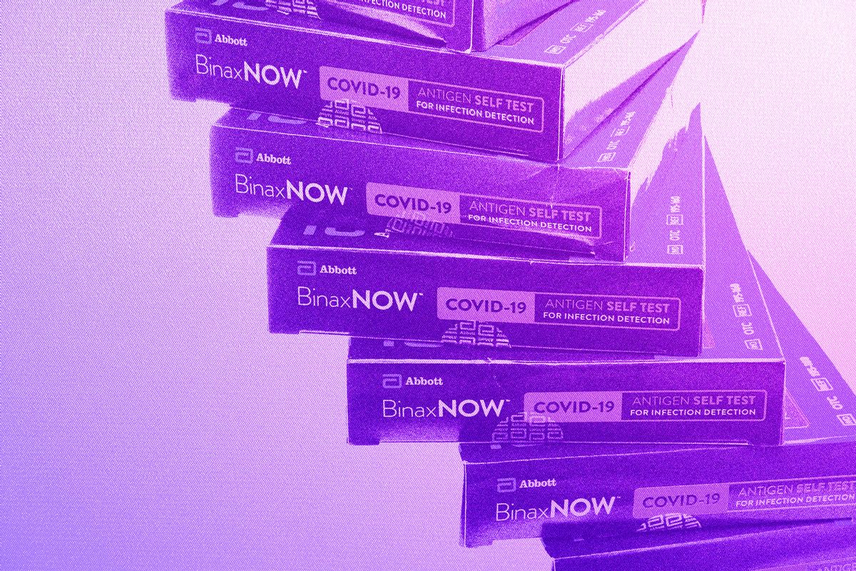 Boxes of BinaxNow a COVID-19 at home test kits (Photo illustration by Salon/Michael Bocchieri/Getty Images)
