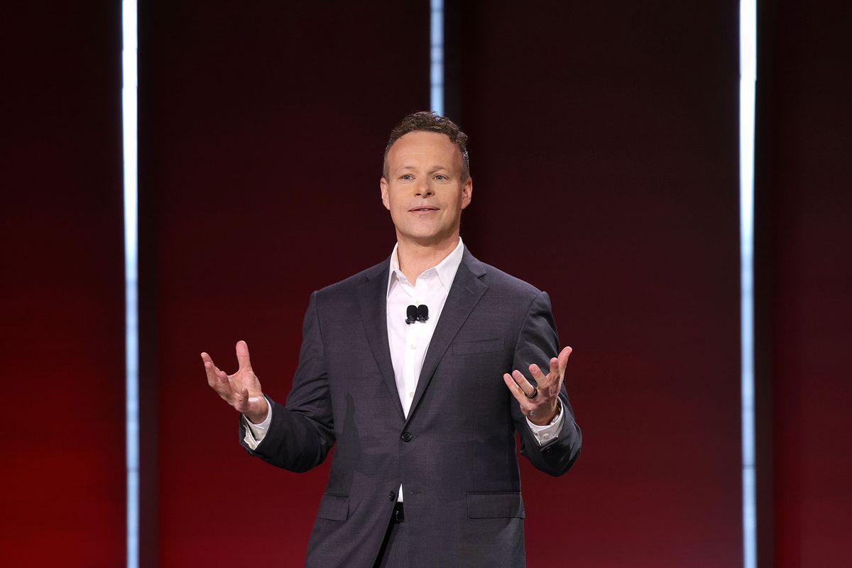 Chris Licht, Chairman and CEO, CNN Worldwide, speaks onstage during the Warner Bros. Discovery Upfront 2023 at The Theater at Madison Square Garden on May 17, 2023 in New York City. (Kevin Mazur/Getty Images)