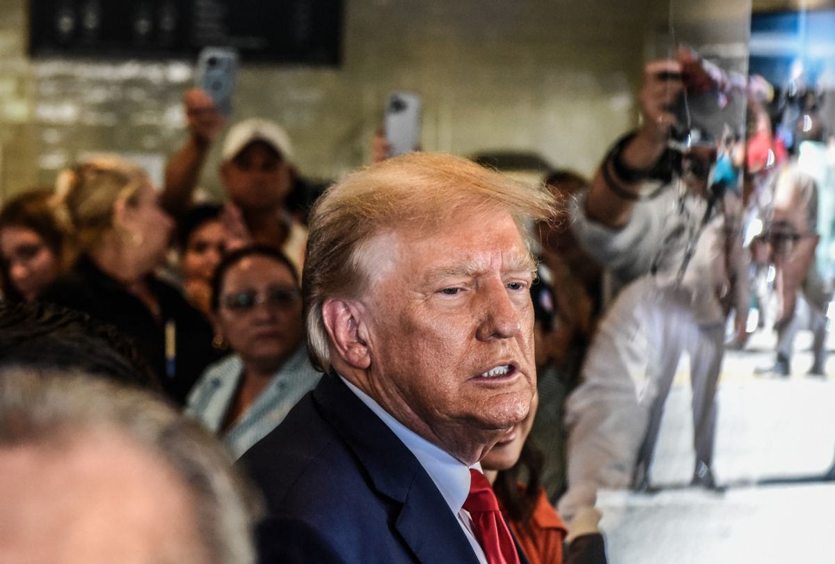 Former President Donald Trump visits the Versailles restaurant in Little Havana after being arraigned at the Wilkie D. Ferguson Jr. United States Federal Courthouse on June 13, 2023 in Miami, Florida. (Stephanie Keith/Getty Images)