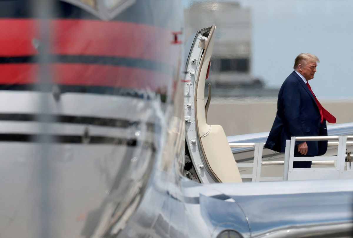 Former President Donald Trump arrives at the Miami International Airport June 12, 2023 in Miami, Florida ahead of his arraignment. (Win McNamee/Getty Images)