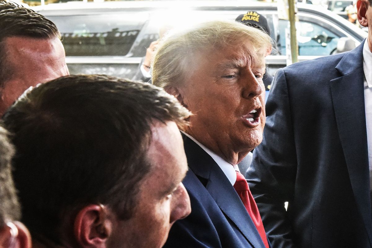 Former U.S. President Donald Trump visits the Versailles restaurant in the Little Havana neighborhood after being arraigned at the Wilkie D. Ferguson Jr. United States Federal Courthouse on June 13, 2023 in Miami, Florida. (Stephanie Keith/Getty Images)
