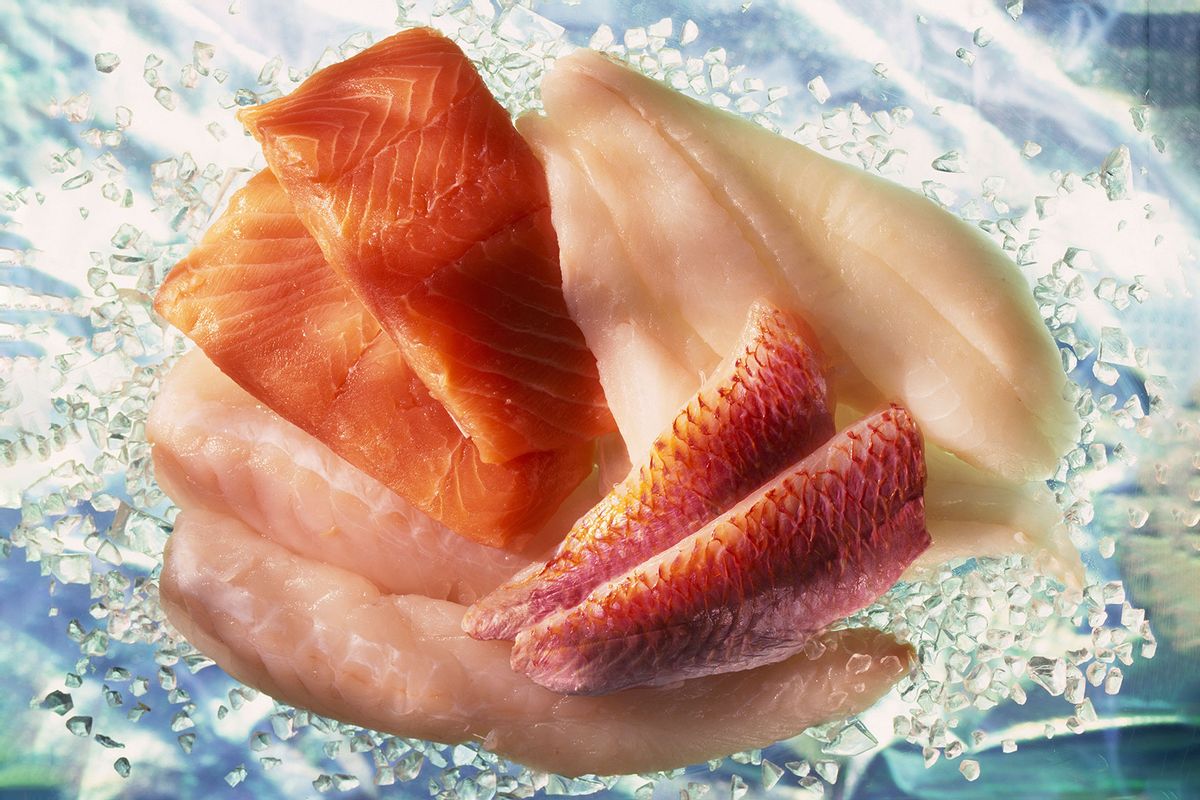 Selection of fish: Salmon fillet, Monkfish, Red Mullet and Empereur (Getty Images/Image Professionals GmbH)