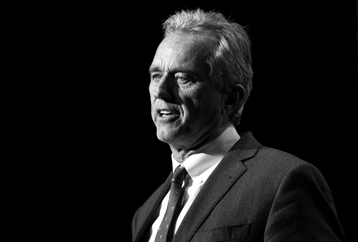 HOLLYWOOD, CA - APRIL 20: (Editors Note: Image has been converted to black and white) Robert F. Kennedy, Jr. speaks on stage at "Keep It Clean" To Benefit Waterkeeper Alliance at Avalon on April 20, 2017 in Hollywood, California. (Photo by Rich Polk/Getty Images for Waterkeeper Alliance )