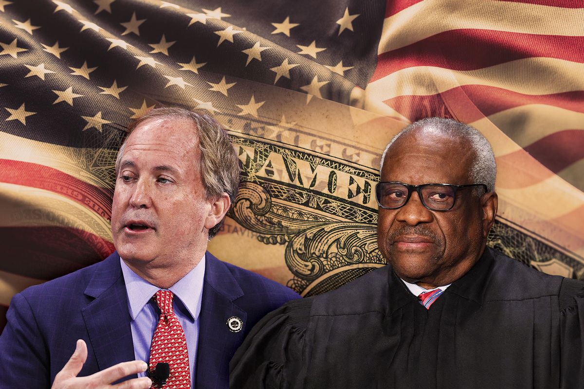 Ken Paxton and Clarence Thomas (Photo illustration by Salon/Getty Images)