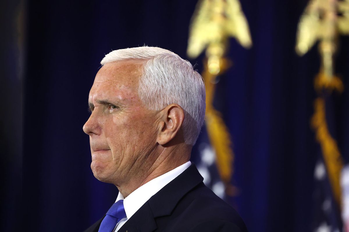 Former Vice President Mike Pence speaks to supporters as he formally announces his intention to seek the Republican nomination for president on June 07, 2023 in Ankeny, Iowa. (Scott Olson/Getty Images)