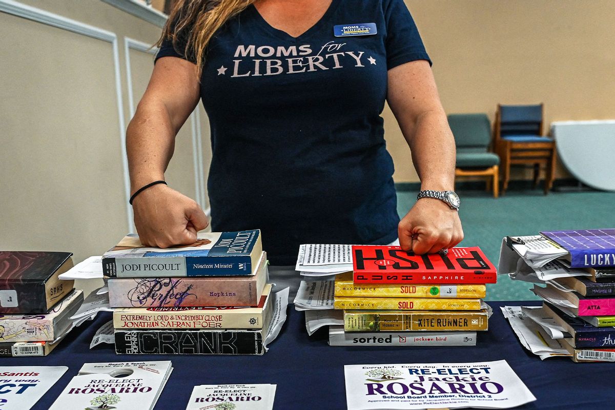 Jennifer Pippin, president of the Indian River County chapter of Moms for freedom, attends Jacqueline Rosario's campaign event in Vero Beach, Florida on October 16, 2022. (GIORGIO VIERA/AFP via Getty Images)