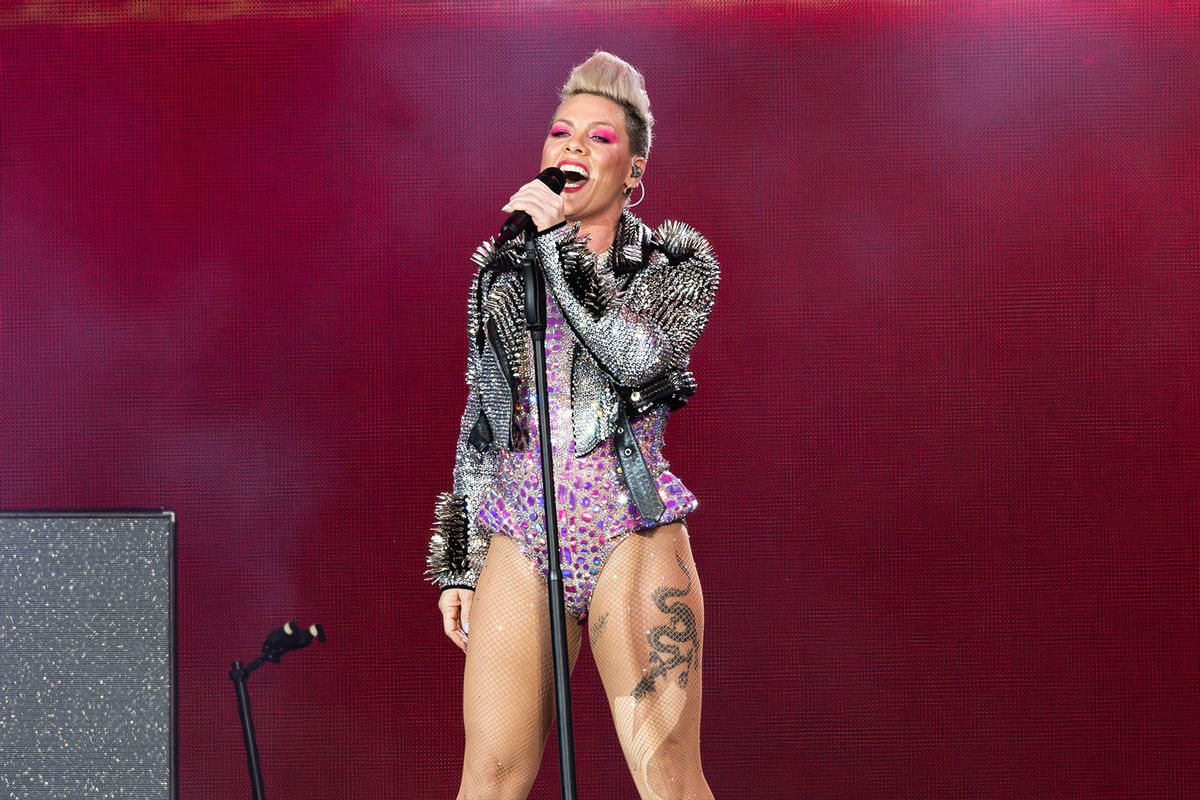 P!NK performs at BST Hyde Park Festival 2023 at Hyde Park on June 24, 2023 in London, England. (Burak Cingi/Redferns/Getty Images)