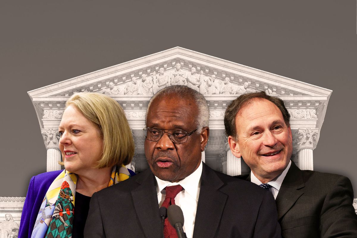 Virginia Thomas, Clarence Thomas and Samuel Alito (Photo illustration by Salon/Getty Images)