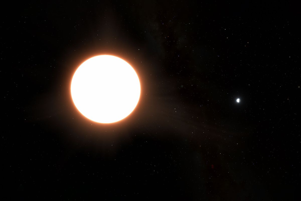 An artist impression of exoplanet LTT9779b orbiting its host star. The planet is around the size of Neptune and reflects 80% of the light shone on it, making it the largest known “mirror” in the Universe. (ESA/Ricardo Ramírez Reyes/Universidad de Chile)