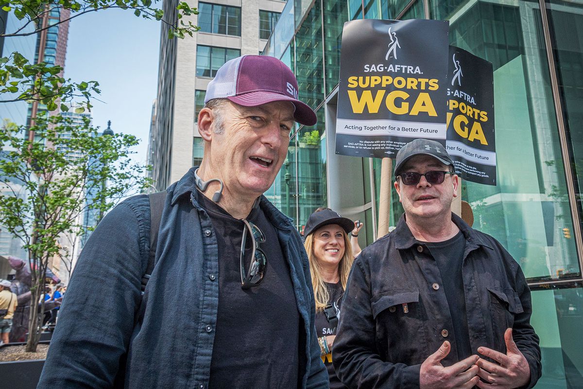 Actor Bob Odenkirk seen marching in solidarity with the WGA. (Erik McGregor/LightRocket via Getty Images)