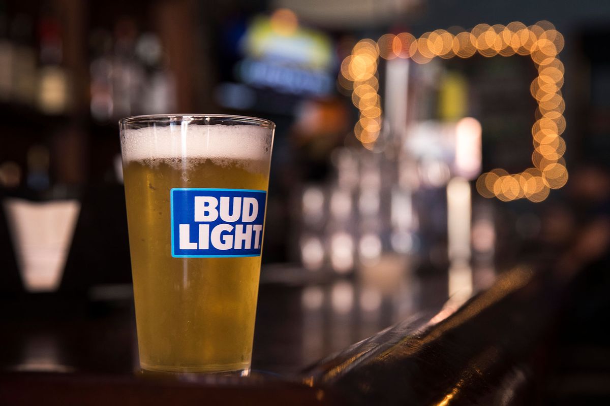 A glass of Bud Light sits on a bar (Drew Angerer/Getty Images)