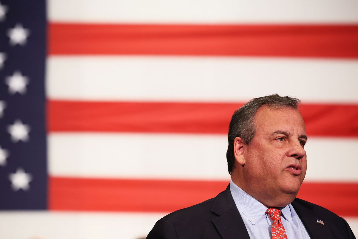 Former New Jersey Gov. Chris Christie speaks at a town-hall-style event at the New Hampshire Institute of Politics at Saint Anselm College on June 06, 2023 in Manchester, New Hampshire. (Michael M. Santiago/Getty Images)