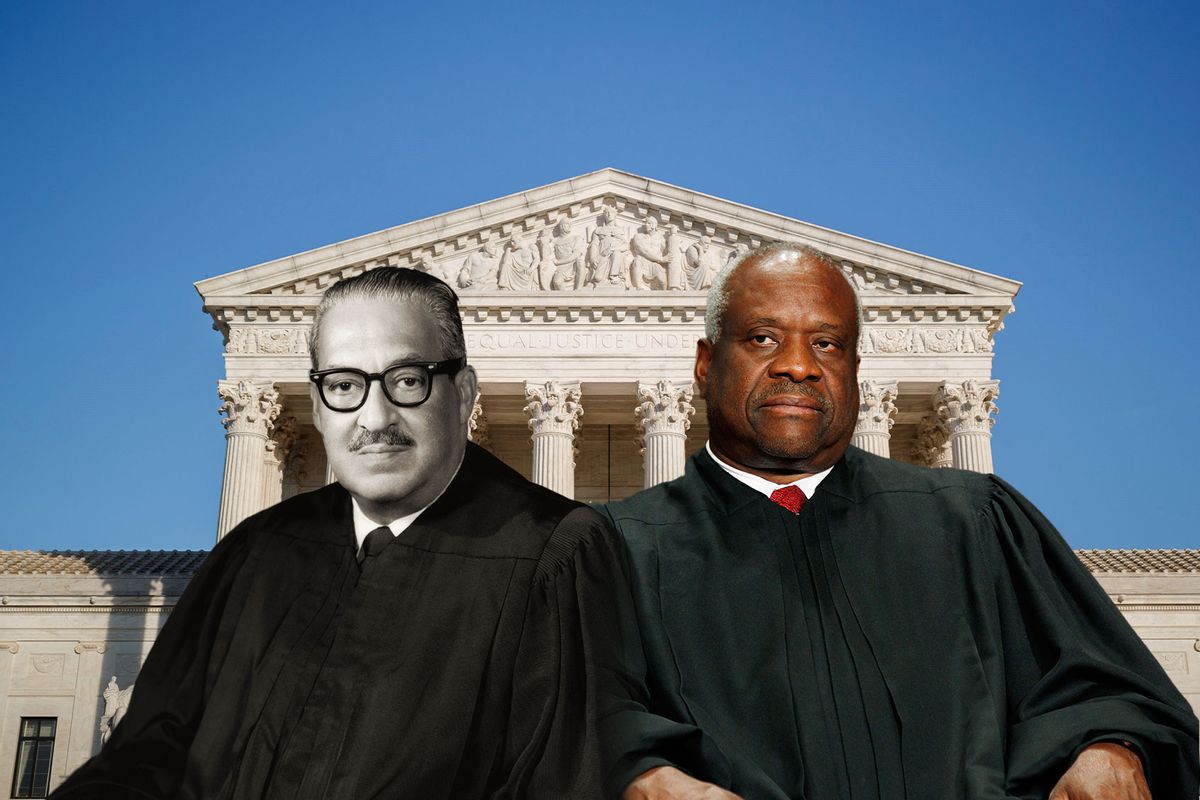 Clarence Thomas and Thurgood Marshall (Photo illustration by Salon/Getty Images)