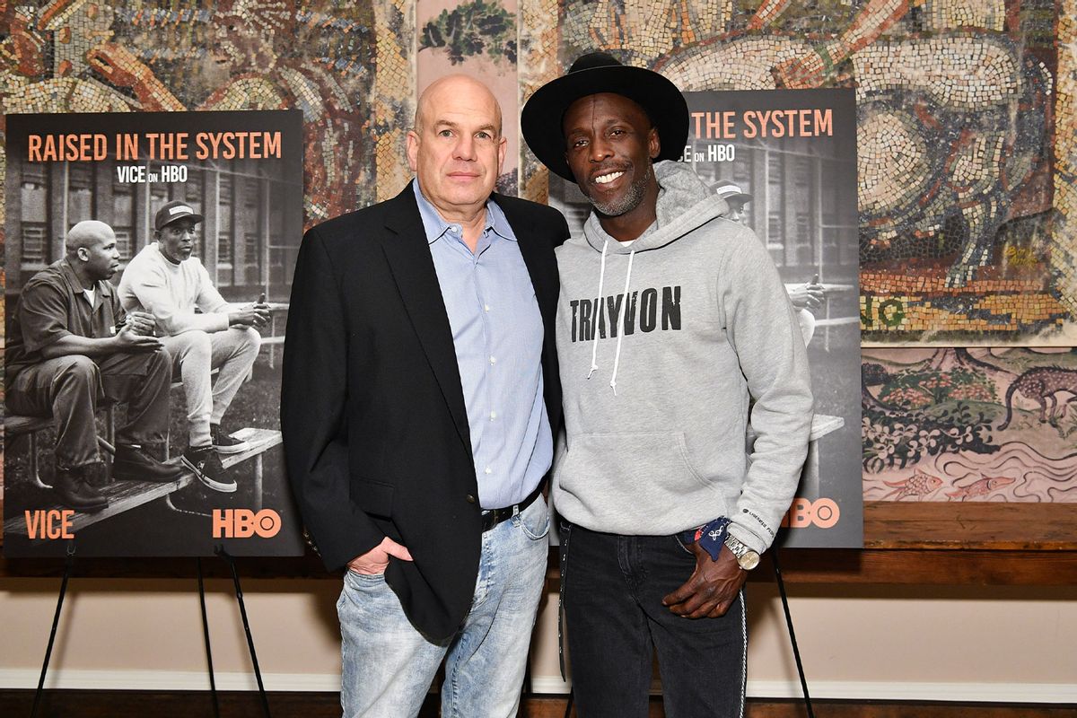 David Simon (L) and Michael Kenneth Williams attend the "Vice" Season 6 Premiere at the Whitby Hotel on April 3, 2018 in New York City. (Dia Dipasupil/Getty Images)