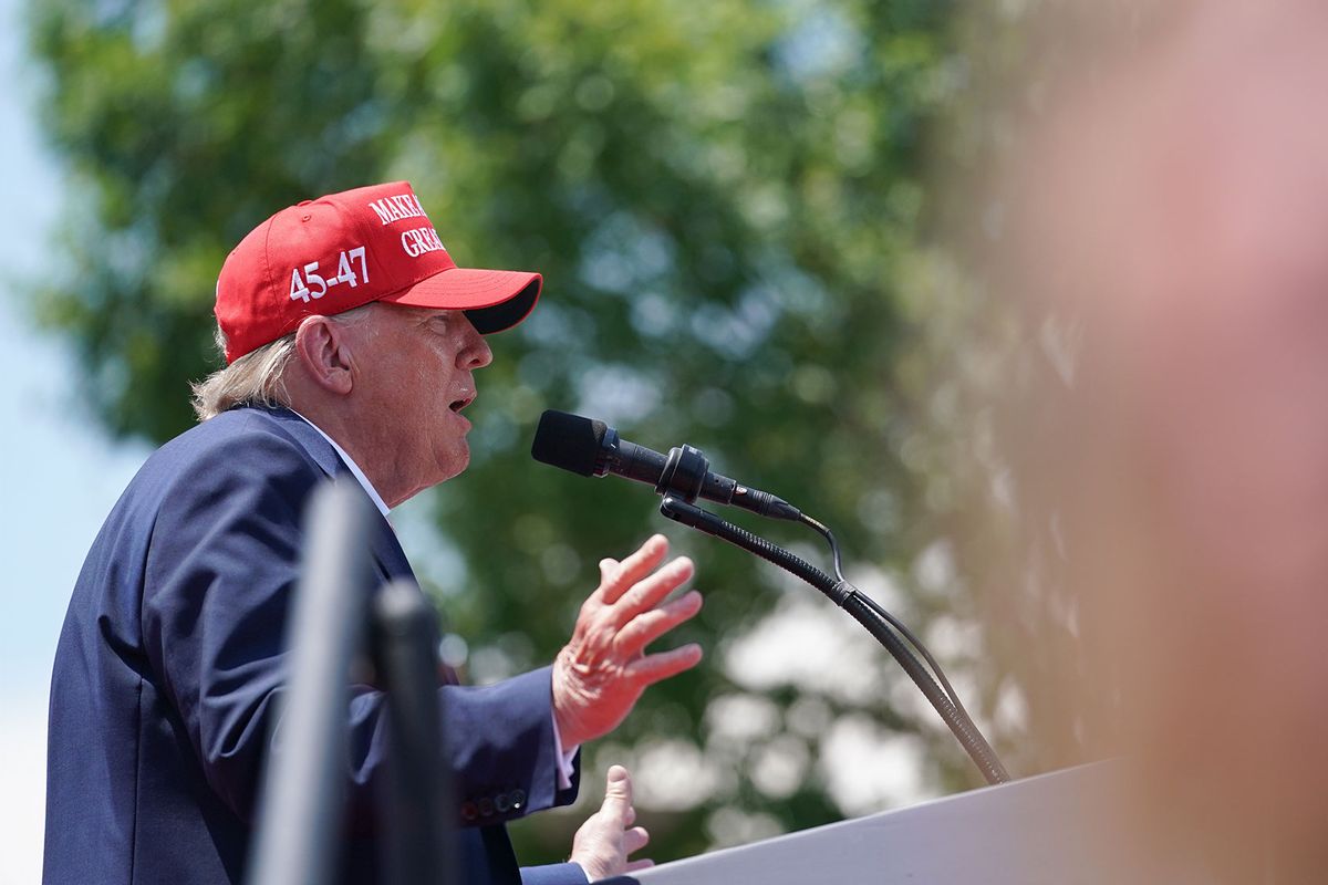 Former President Donald Trump speaks to crowd during a campaign event on July 1, 2023 in Pickens, South Carolina. (Sean Rayford/Getty Images)