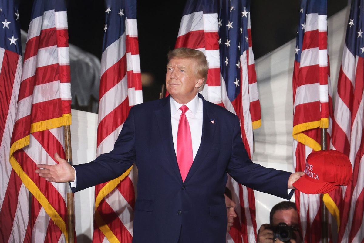 Former President Donald Trump greets supporters during a rally on August 05, 2022 in Waukesha, Wisconsin. (Scott Olson/Getty Images)