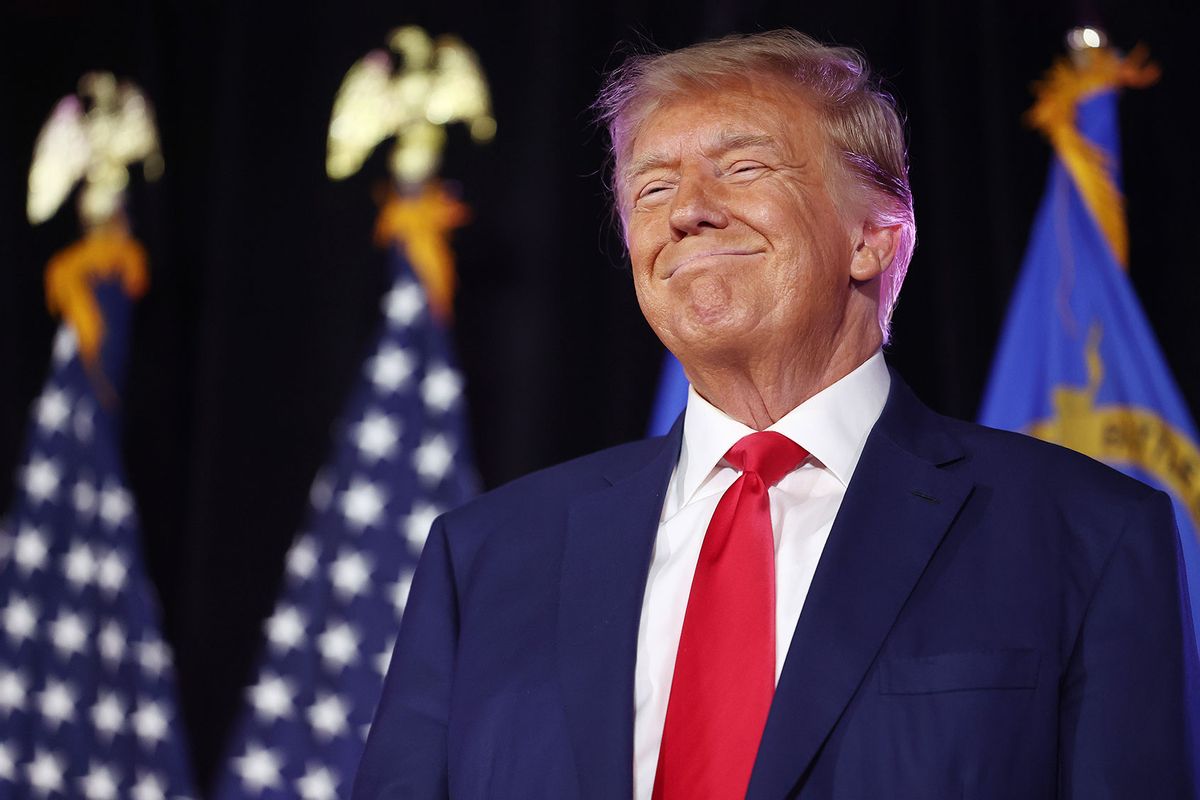 Former U.S. President and Republican presidential candidate Donald Trump smiles before he delivers remarks at a Nevada Republican volunteer recruiting event at Fervent: A Calvary Chapel on July 8, 2023 in Las Vegas, Nevada. (Mario Tama/Getty Images)