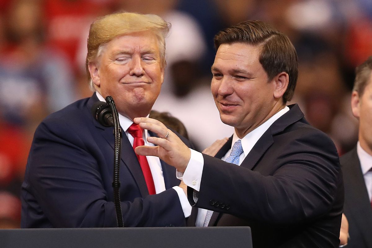 U.S. President Donald Trump introduces Florida Governor Ron DeSantis during a homecoming campaign rally at the BB&T Center on November 26, 2019 in Sunrise, Florida. (Joe Raedle/Getty Images)