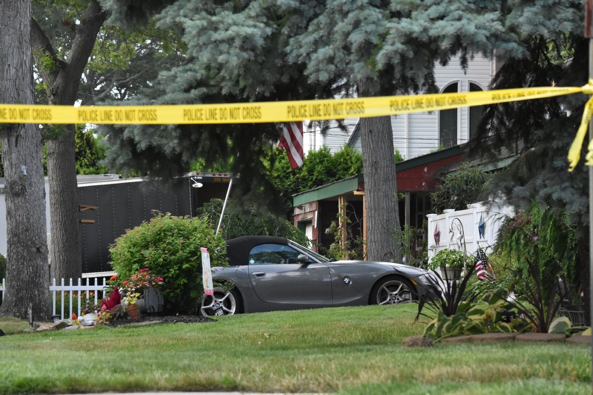 Crime scene investigators bring out evidence from the home of Rex Heuermann who was arrested as a suspect in the Gilgo Beach serial killings In Massapequa Park, Long Island, New York on July 14, 2023.  (Kyle Mazza/Anadolu Agency via Getty Images)