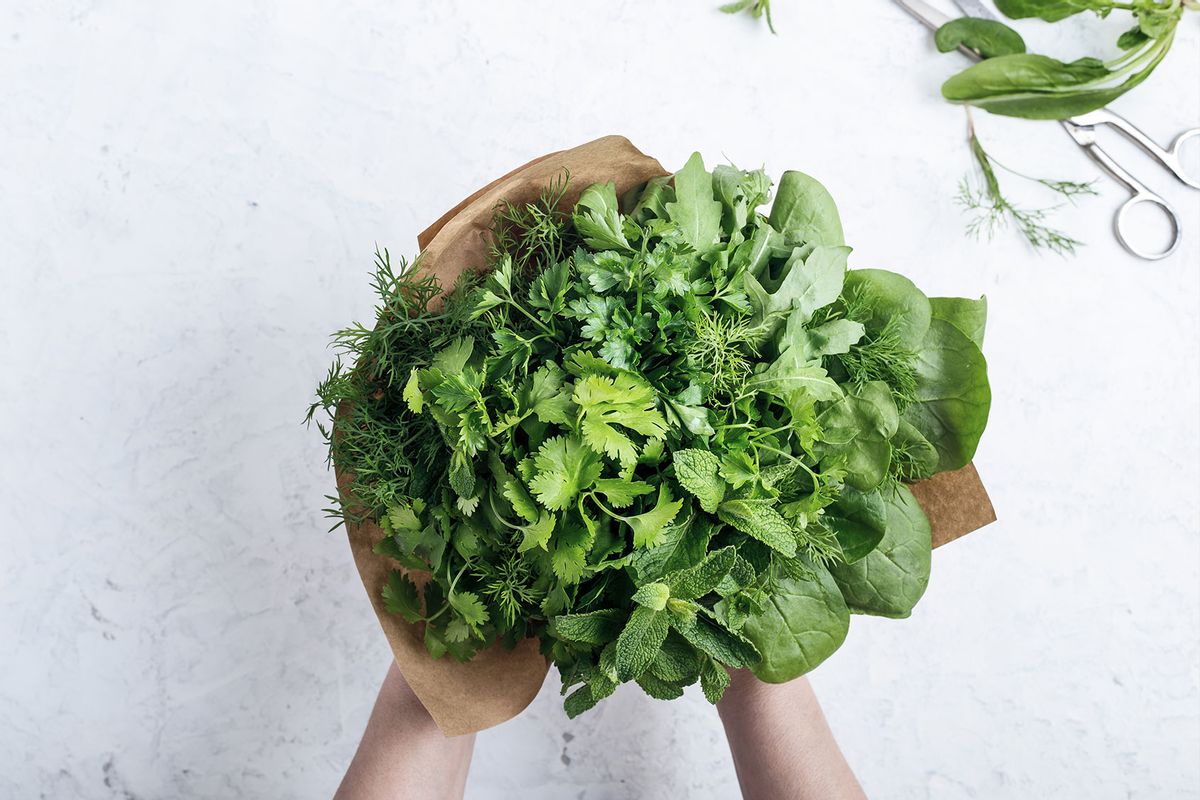 Holding Fresh Herbs (Getty Images/istetiana)