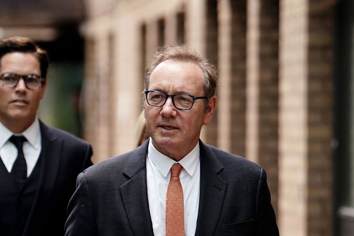 Actor Kevin Spacey leaves Southwark Crown Court, London, Monday July 24, 2023. (Jordan Pettitt/PA Images via Getty Images)