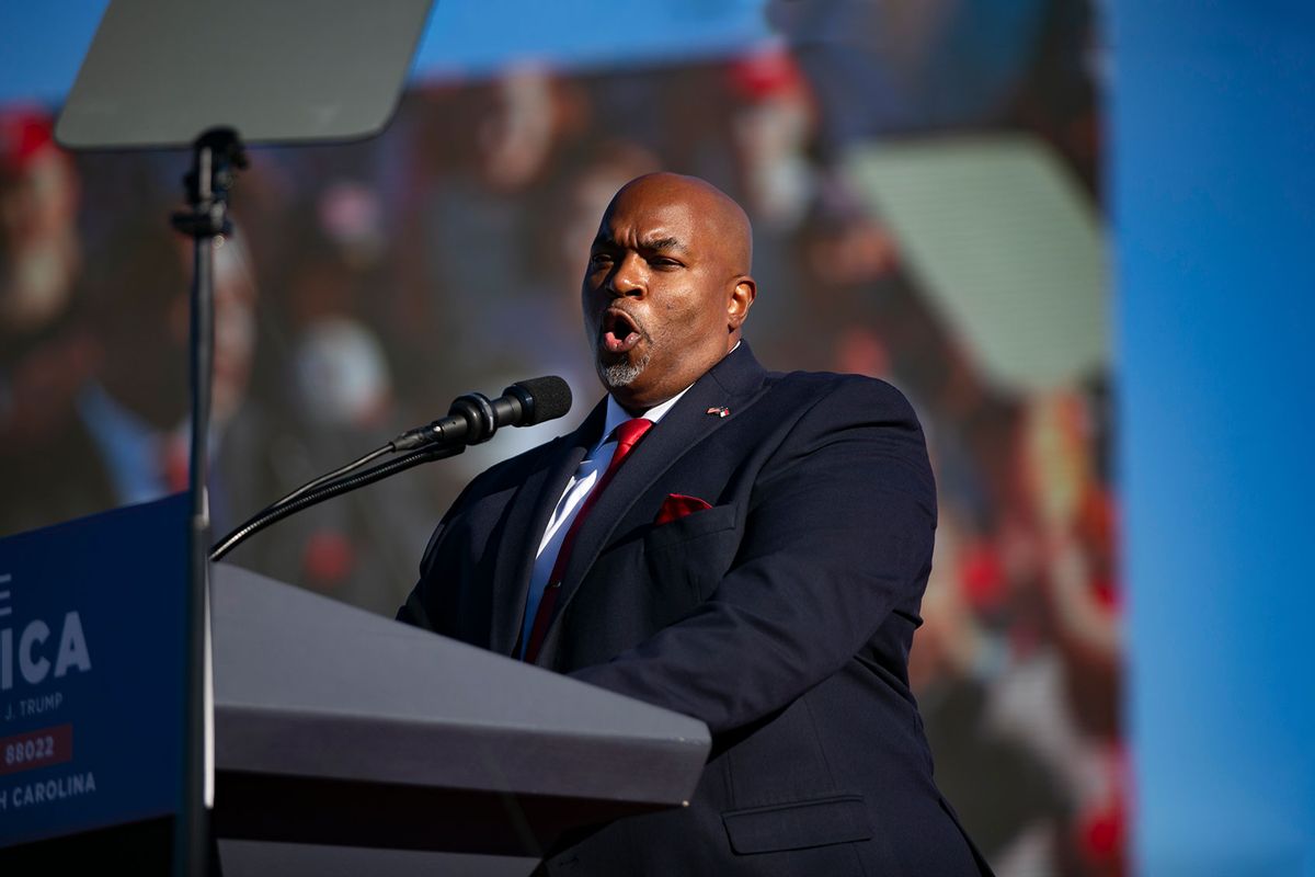 Mark Robinson, lieutenant governor of North Carolina, is seen during a Save America rally for former President Donald Trump at the Aero Center Wilmington on September 23, 2022 in Wilmington, North Carolina. (Allison Joyce/Getty Images)