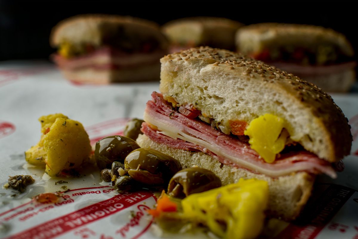 A Muffuletta sandwich at Central Grocery in New Orleans, Louisiana. (Melina Mara/The Washington Post via Getty Images)