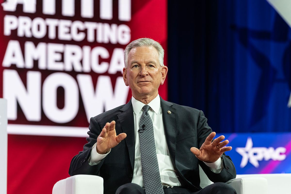 US Senator Tommy Tuberville speaks on the 1st day of CPAC (Conservative Political Action Conference) Washington, DC conference at Gaylord National Harbor Resort & Convention. (Lev Radin/Pacific Press/LightRocket via Getty Images)
