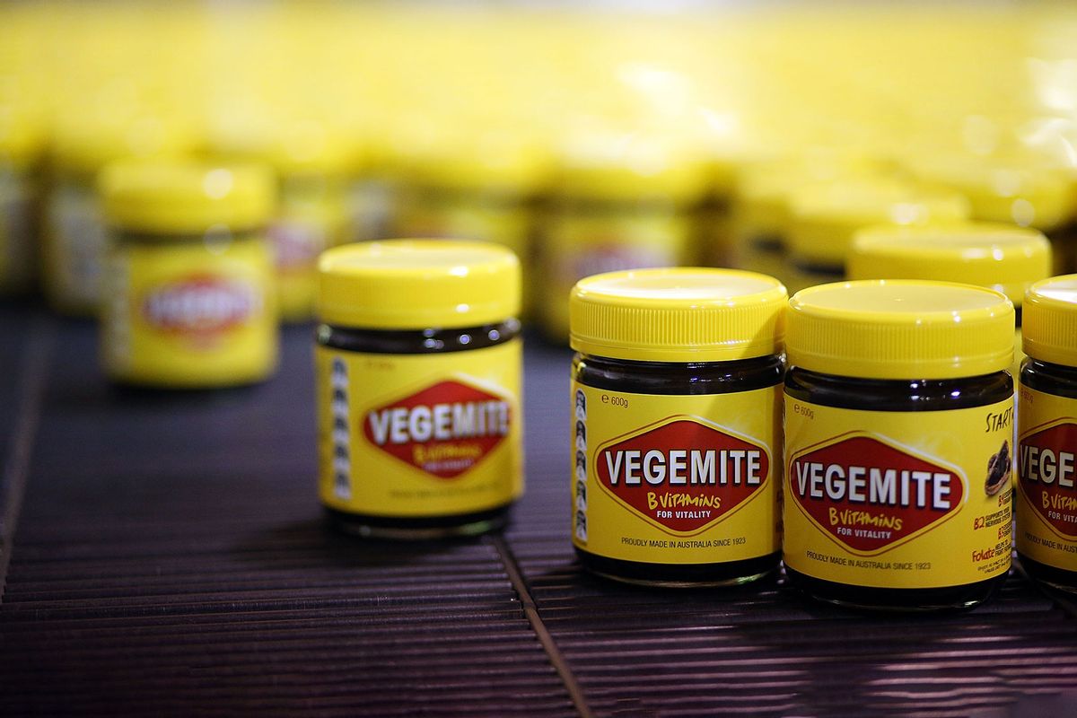 Jars of Vegemite are seen on the production line during a press call to celebrate the Vegemite brand's 90th year at the Vegemite factory on October 24, 2013 in Melbourne, Australia. (Graham Denholm/Getty Images)
