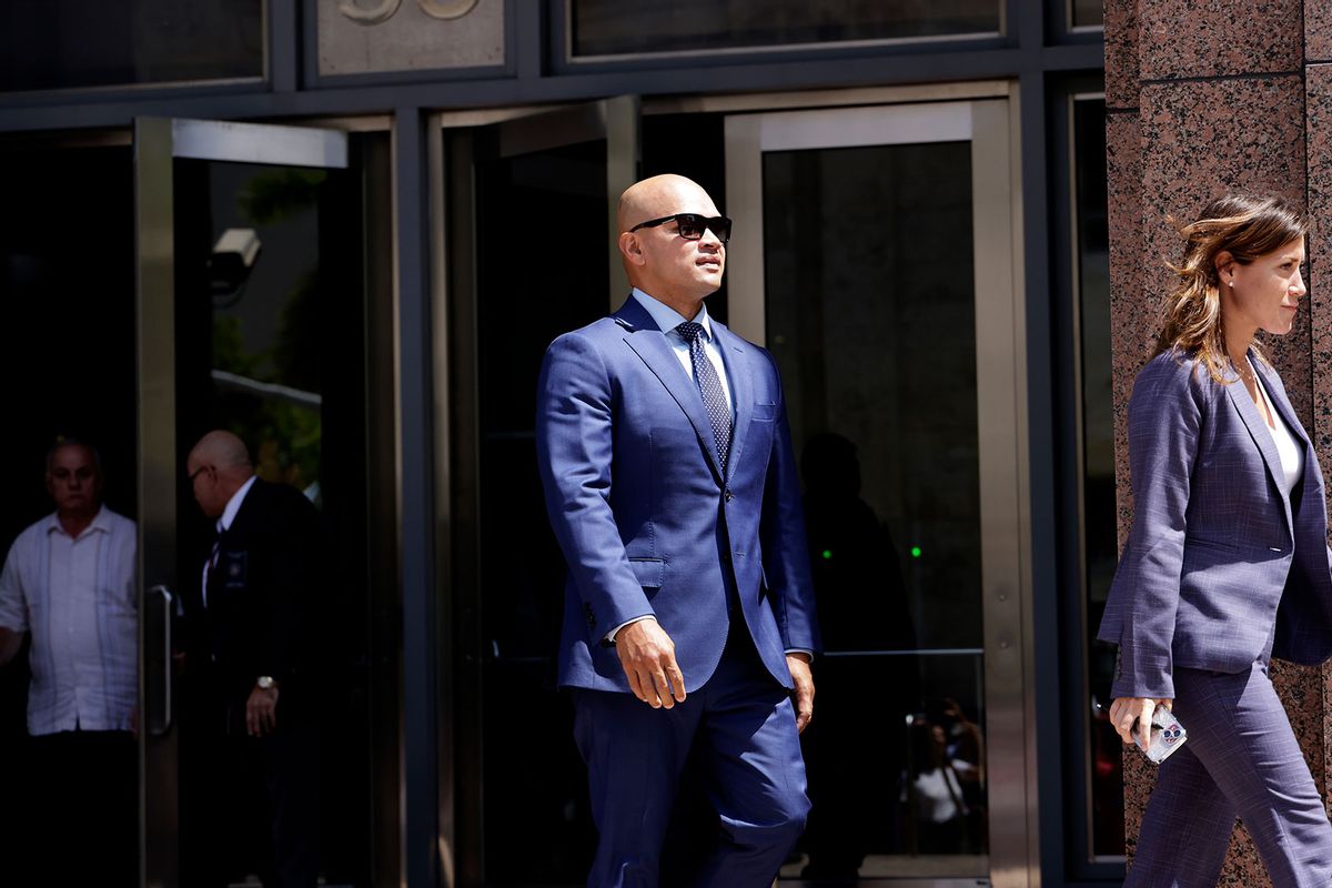 Walt Nauta, valet to former U.S. President Donald Trump and a co-defendant in federal charges filed against Trump leaves the James Lawrence King Federal Justice Building on July 6, 2023 in Miami, Florida. (Alon Skuy/Getty Images)