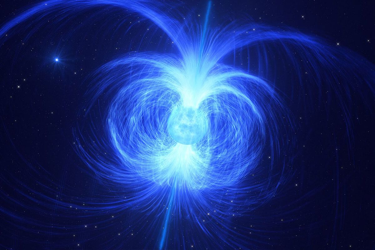 This artist impression shows HD 45166, a massive star recently discovered to have a powerful magnetic field of 43 000 gauss, the strongest magnetic field ever found in a massive star. (ESO/L. Calçada)