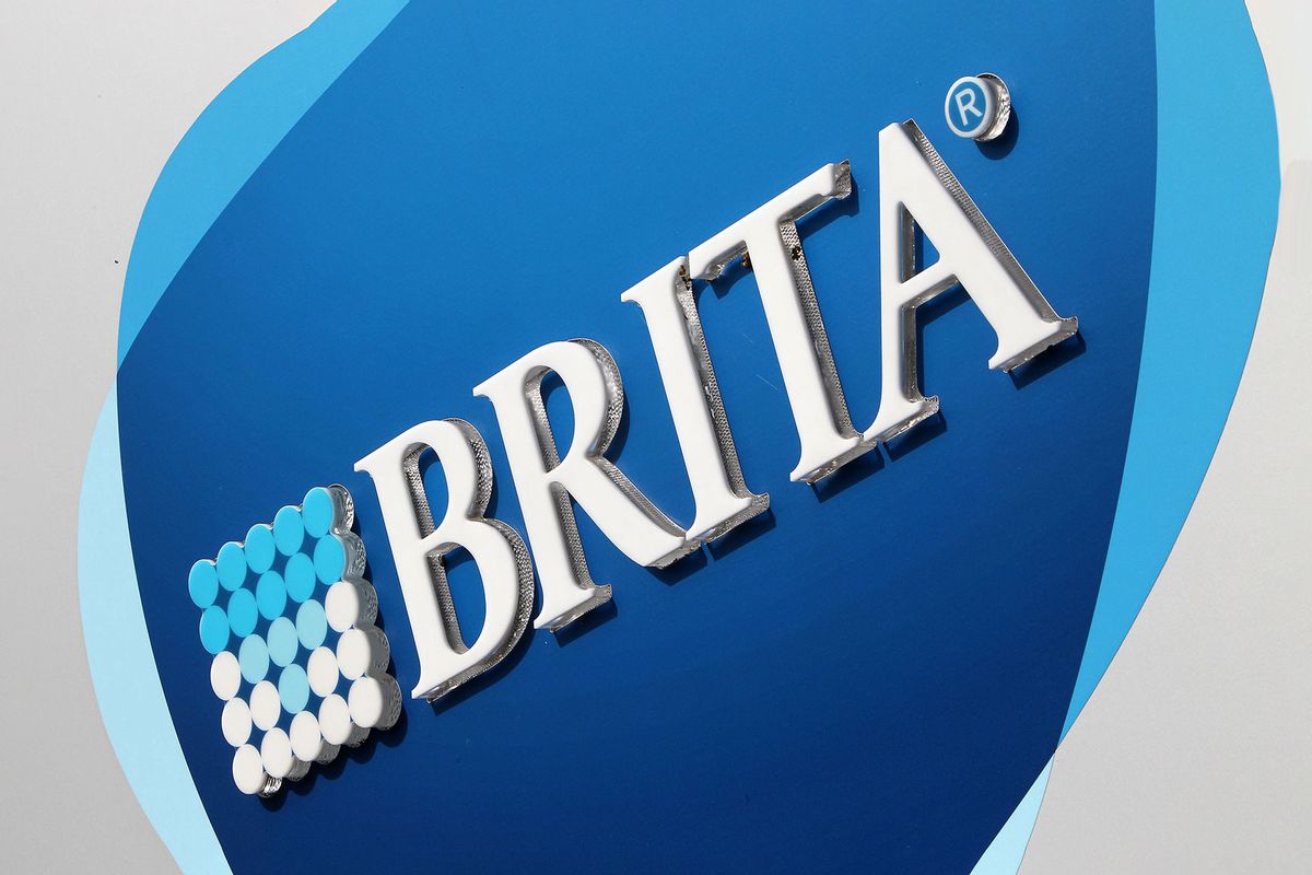 The logo of German water filtration company Brita (DANIEL ROLAND/AFP via Getty Images)