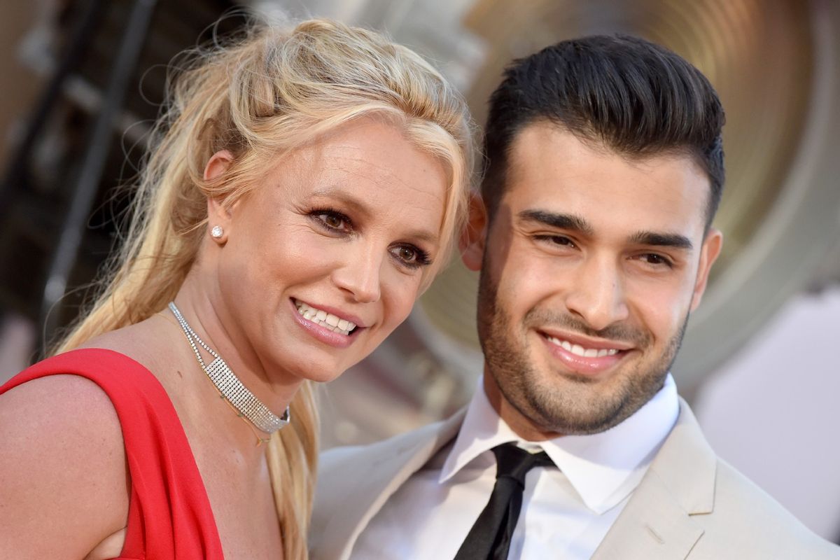 Britney Spears and Sam Asghari attend Sony Pictures' "Once Upon a Time ... in Hollywood" Los Angeles Premiere on July 22, 2019 in Hollywood, California.  (Axelle/Bauer-Griffin/FilmMagic)
