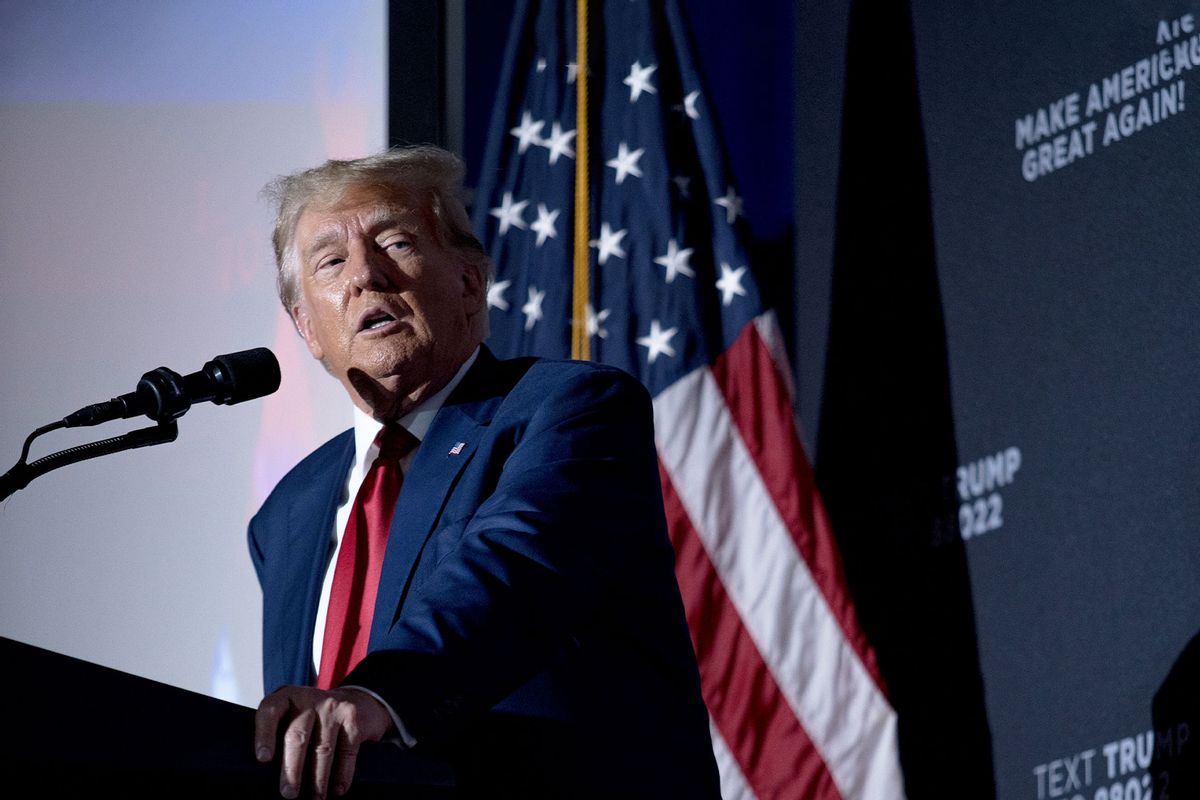 Former president Donald Trump hosted a campaign event at Windham High School in Windham, New Hampshire on Tuesday, August 8, 2023. (John Tully for The Washington Post via Getty Images)