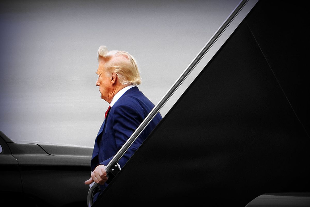 Former U.S. President Donald Trump arrives at Ronald Reagan Washington National Airport on August 3, 2023 in Arlington, Virginia. (Tasos Katopodis/Getty Images)