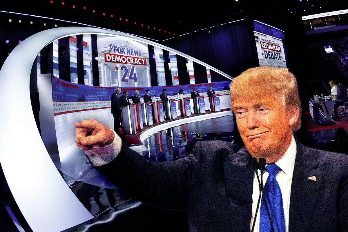 Donald Trump | Republican Presidential primary debate at the Fiserv Forum in Milwaukee, Wisconsin, on August 23, 2023. (Photo illustration by Salon/Getty Images)