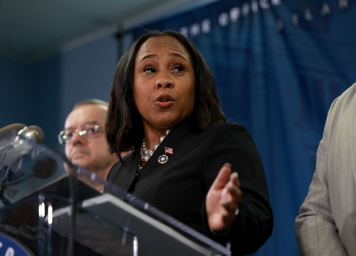 Fulton County District Attorney Fani Willis speaks during a news conference at the Fulton County Government building on Aug. 14, 2023 in Atlanta. (Joe Raedle/Getty Images)