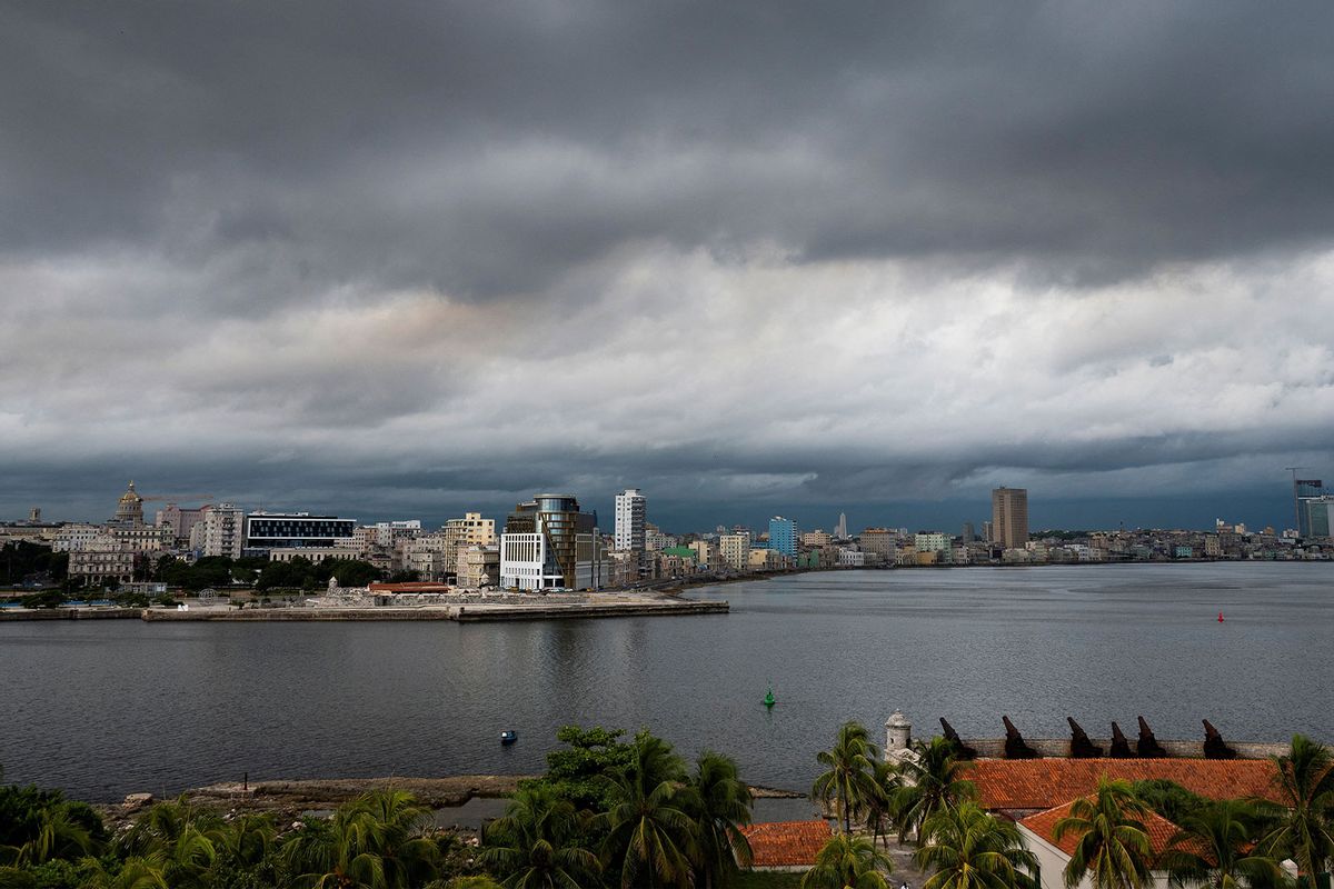 Dark clouds are seen due to the tropical storm Idalia in Havana, on August 28, 2023. (YAMIL LAGE/AFP via Getty Images)