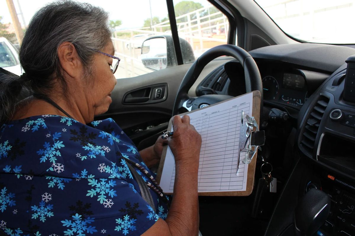 Linda Noneo's work as a community health representative for her tribe in Nevada is focused on providing transportation to health care appointments for Fallon Paiute-Shoshone members. (JAZMIN OROZCO RODRIGUEZ/KFF HEALTH NEWS)
